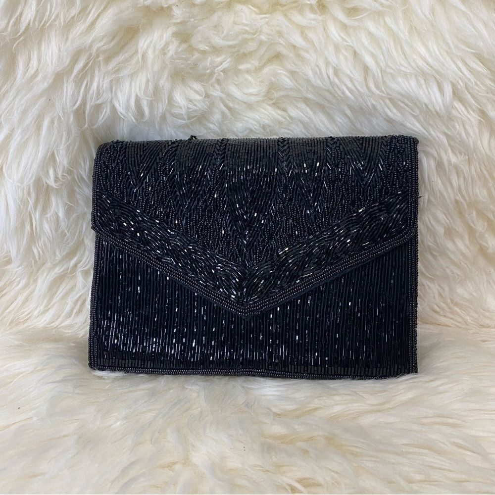 Walborg Black Beaded Clutch